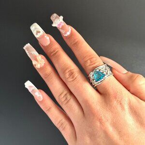 Boho Chunky Ring - y2k Rings - Chunky Rings - Silver Rings - Size 8